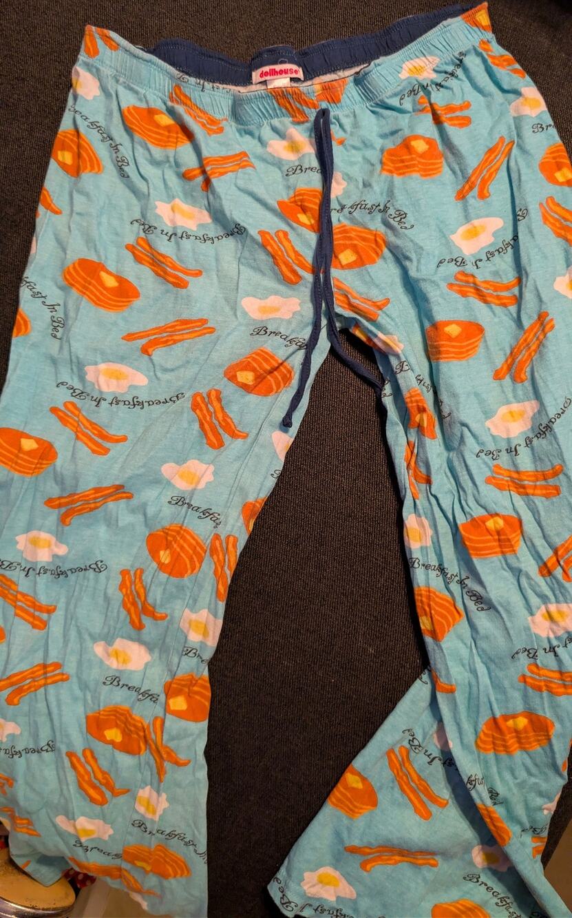 Aqua/teal Breakfast Print Pajama Pants Size Small